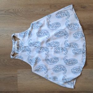 5️⃣for2️⃣0️⃣!!LOFT White & Blue Paisley Print Sleeveless Blouse XSmall